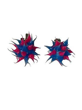 Spiked Statement Earrings Hot Pink Blue Silicone Punk Goth Festival Edgy Stud Ea